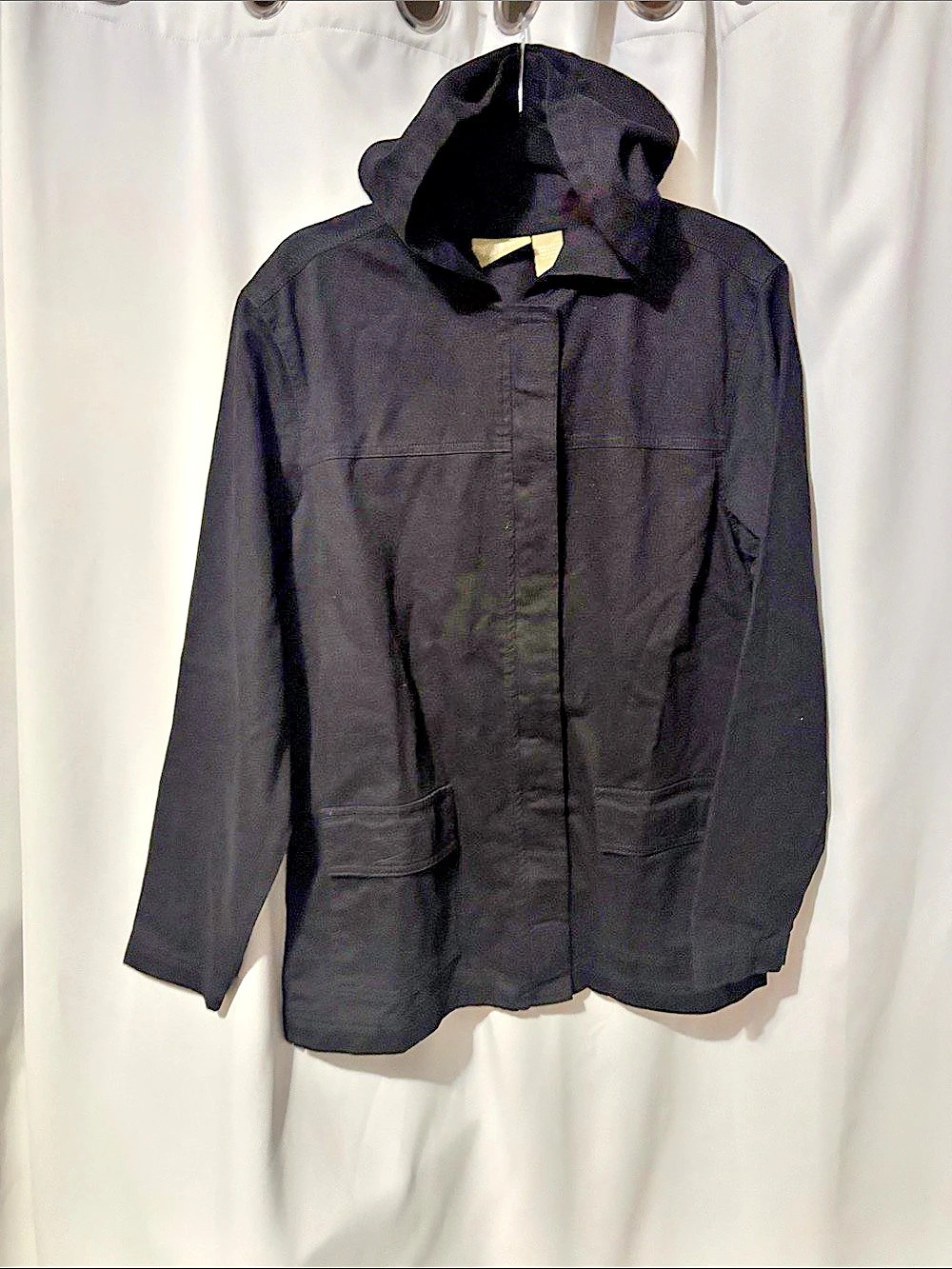 Black Apple Black Hooded Utility Jacket Small
